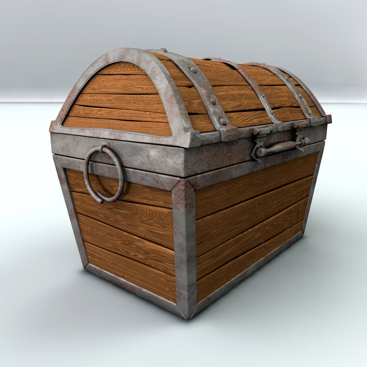Treasure chest with gold 3D model_2