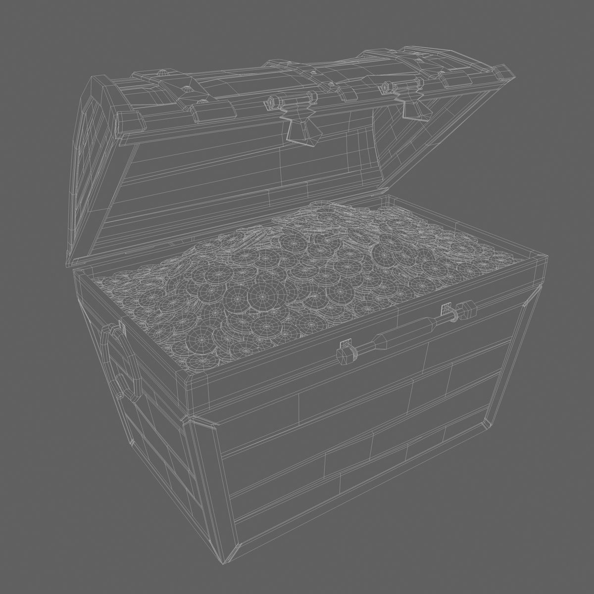 Treasure chest with gold 3D model_3