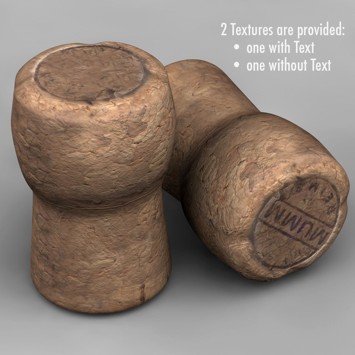Realistic Champagne cork 3D model_4