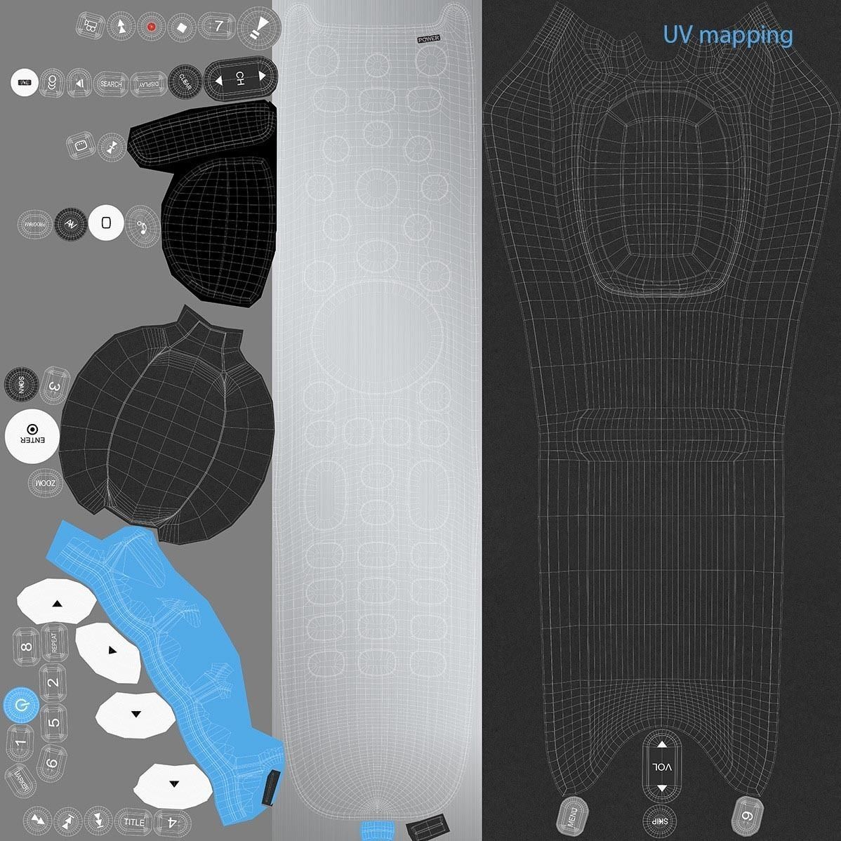 Realistic TV Remote control 3D model_3