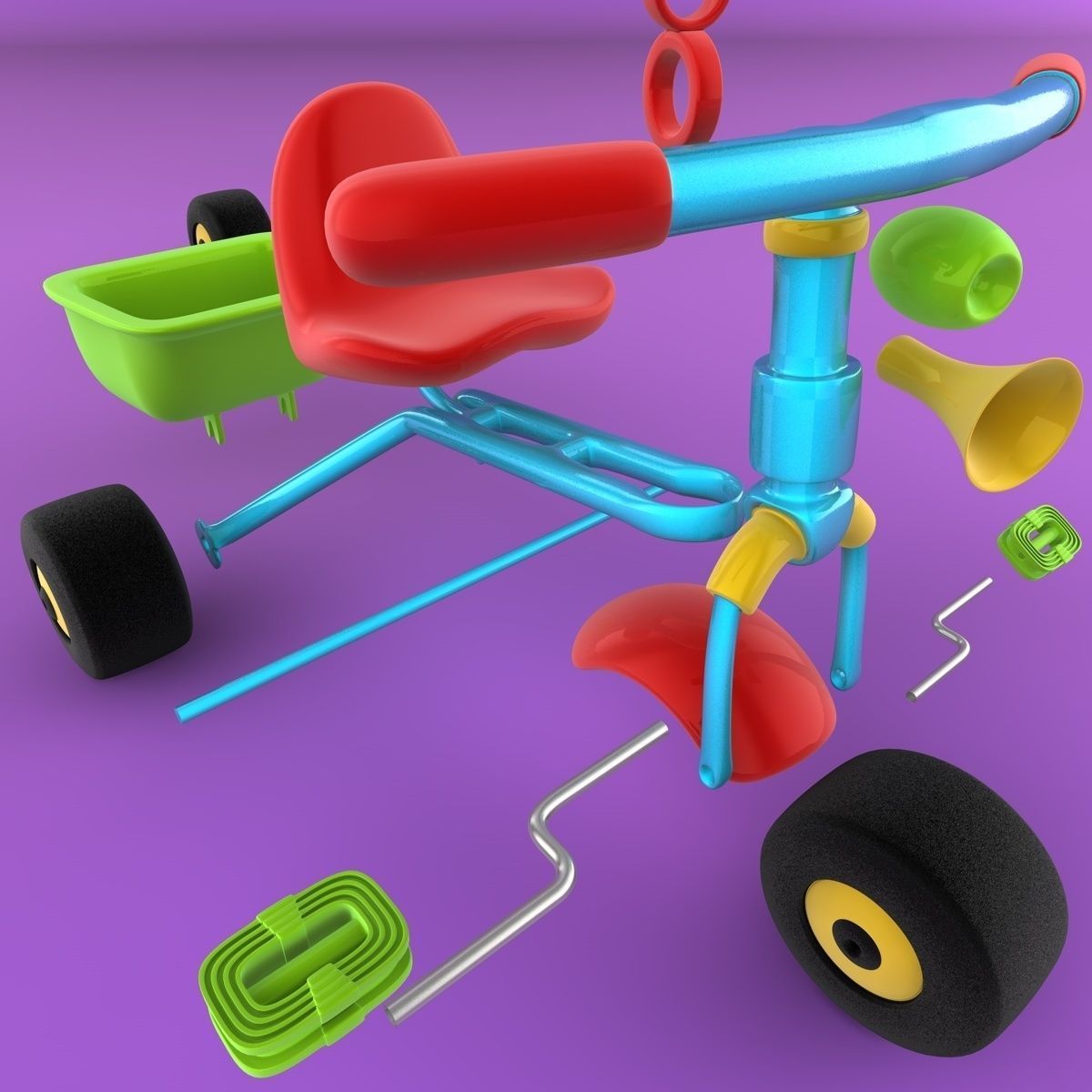 Trycicle toy 3D model_2