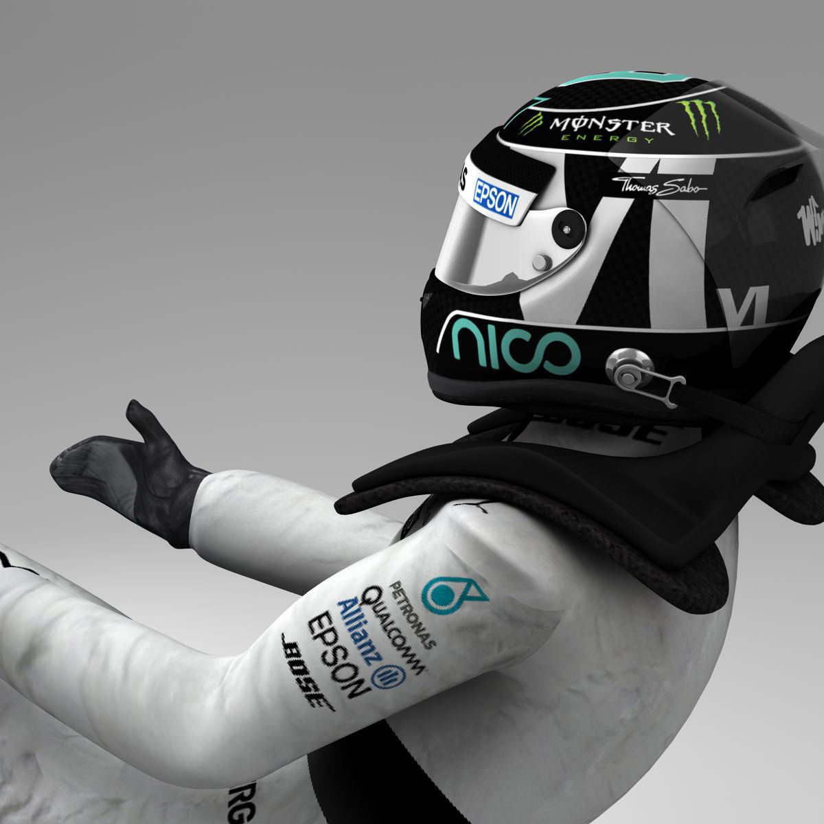 Nico Rosberg 2015 Low-poly 3D model_7