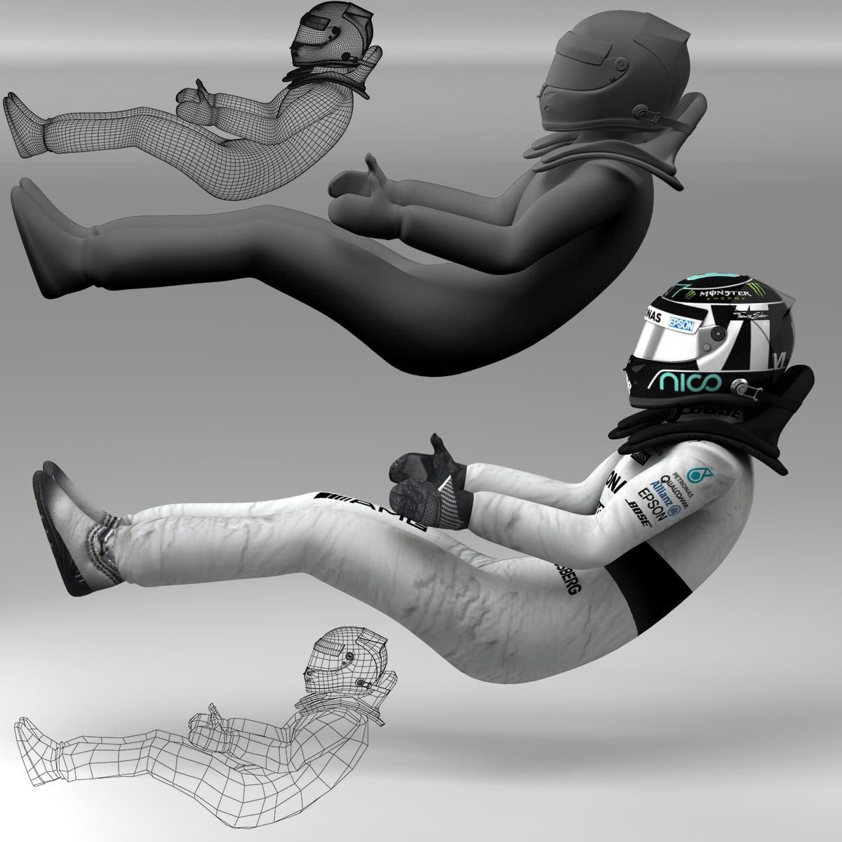 Nico Rosberg 2015 Low-poly 3D model_2