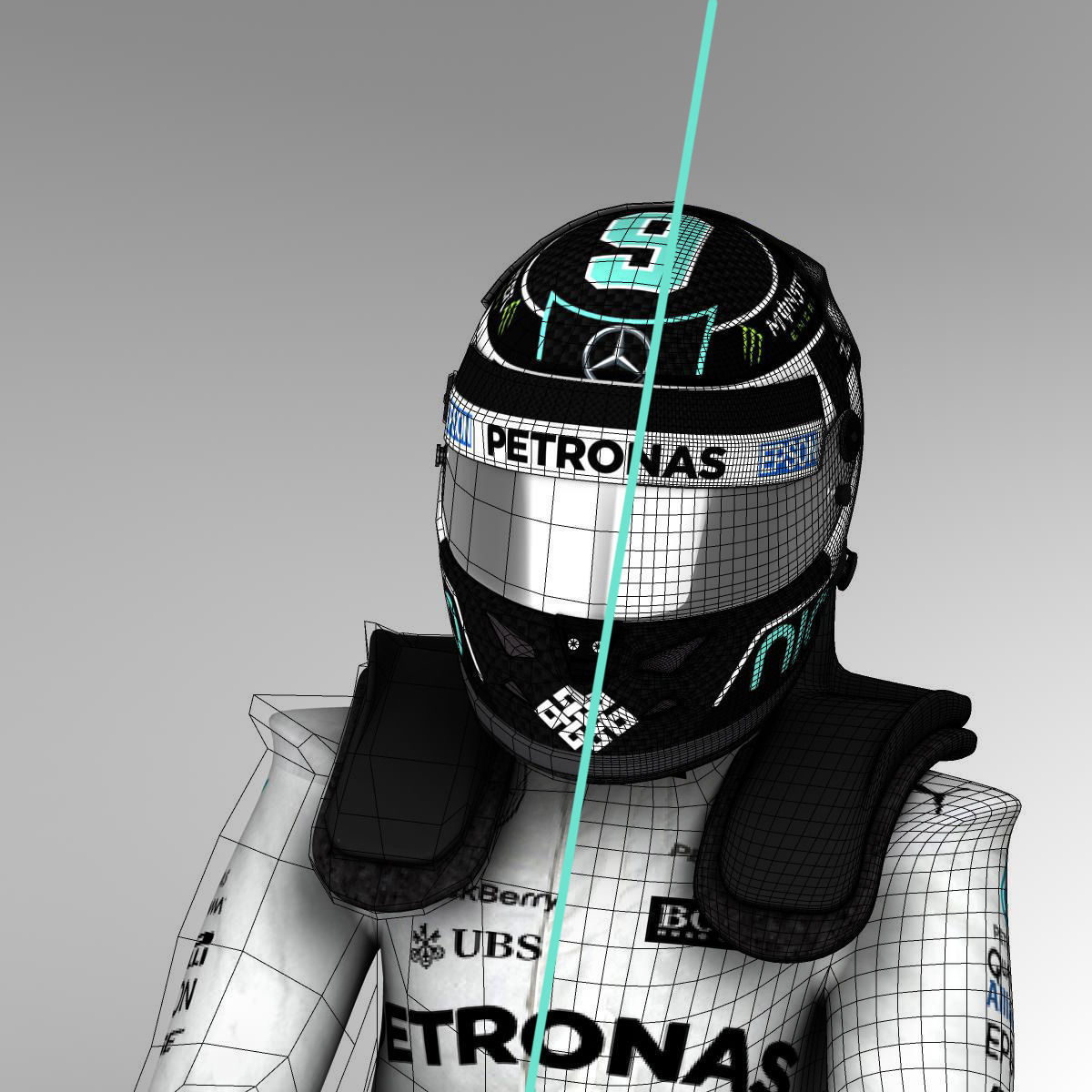 Nico Rosberg 2015 Low-poly 3D model_8