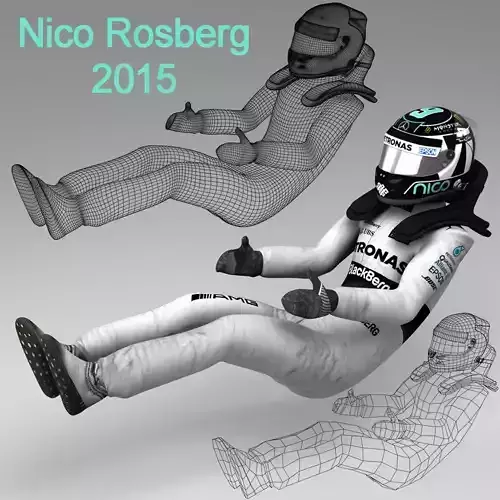 Nico Rosberg 2015 Low-poly 3D model