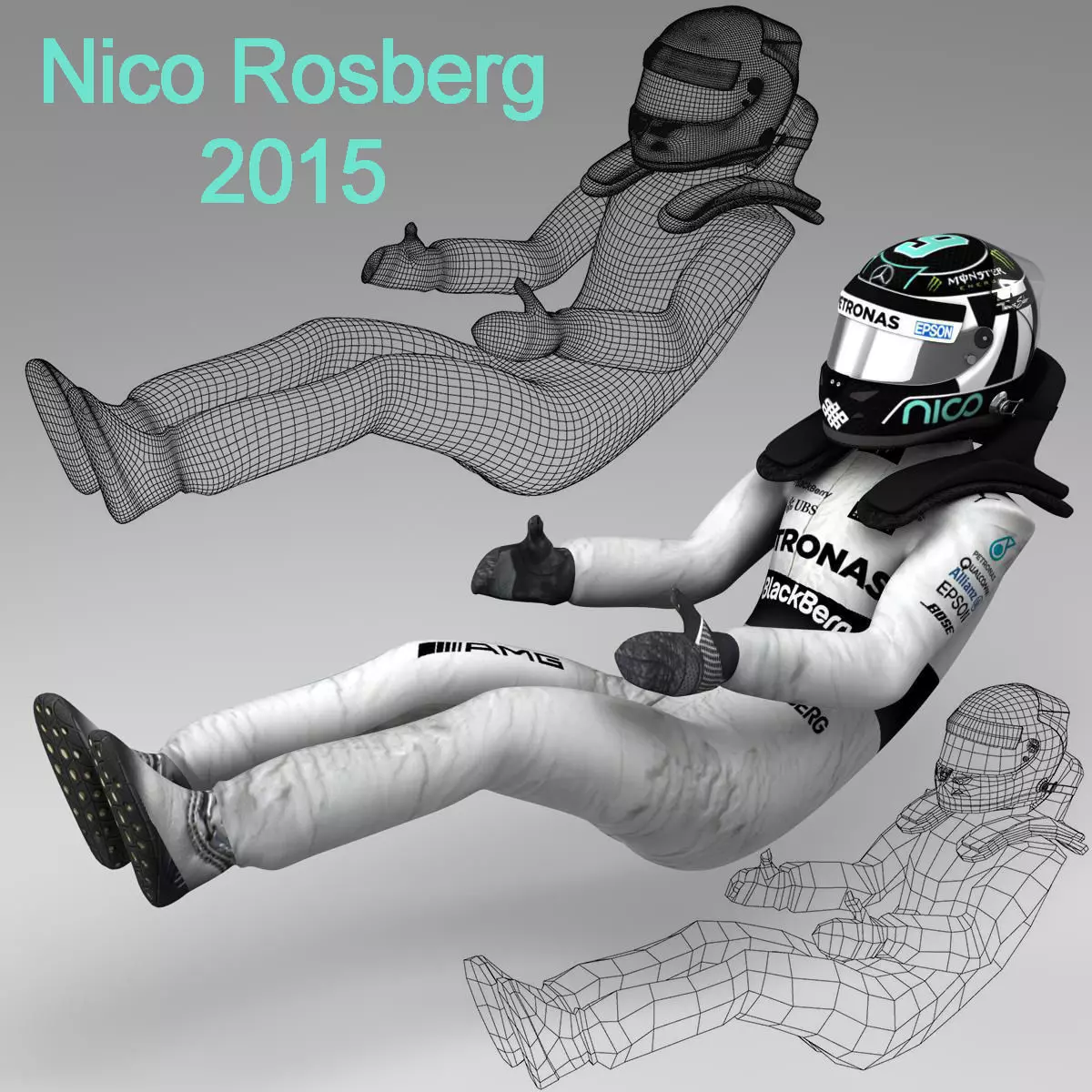 Nico Rosberg 2015 Low-poly 3D model_0