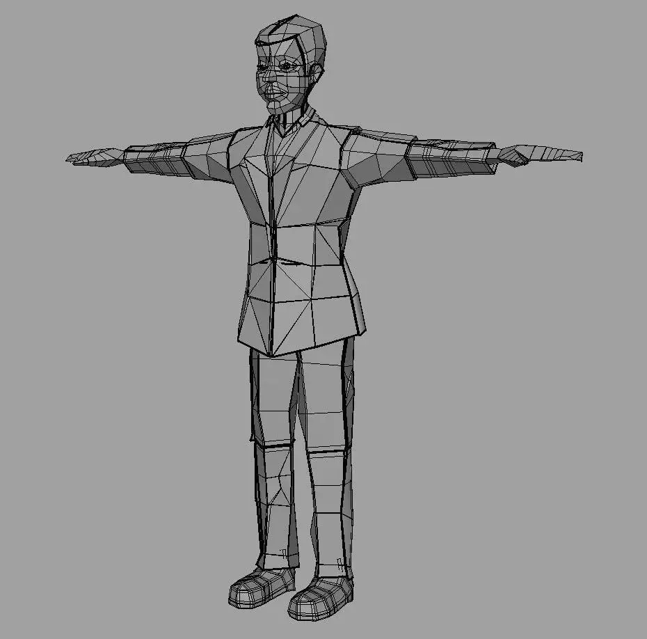 Paper model 2 man in suit 3D model_0