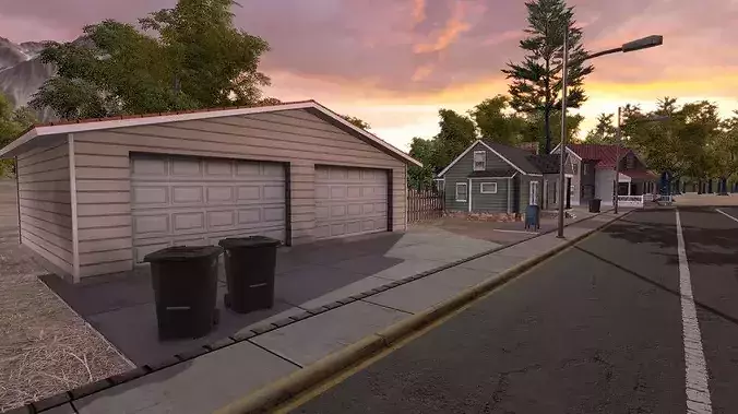 Residential Houses Low-poly 3D model 4