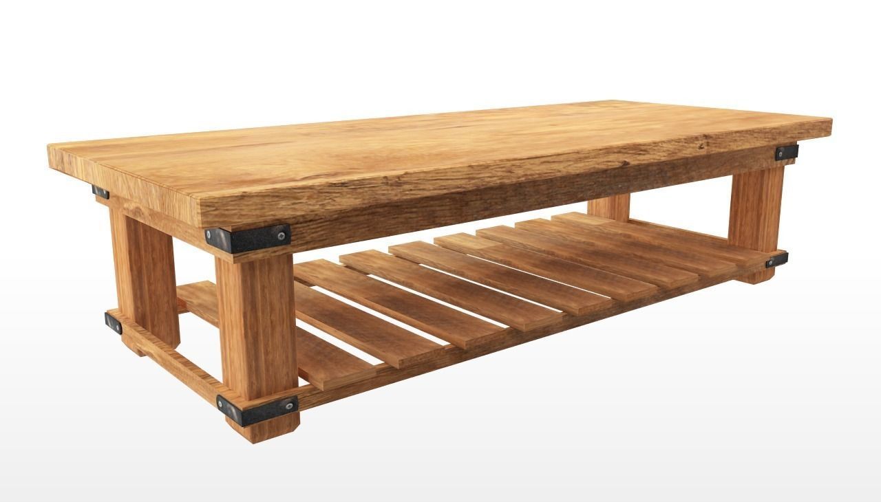 Hard Wood Table Low-poly 3D model_1
