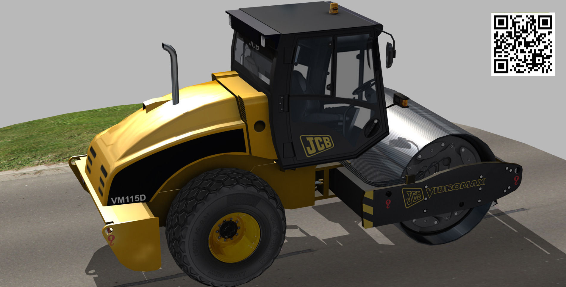 Compactor JCB Vibromax VM115 2012 Low-poly 3D model_3