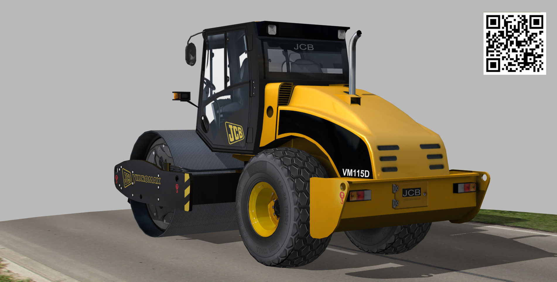 Compactor JCB Vibromax VM115 2012 Low-poly 3D model_2