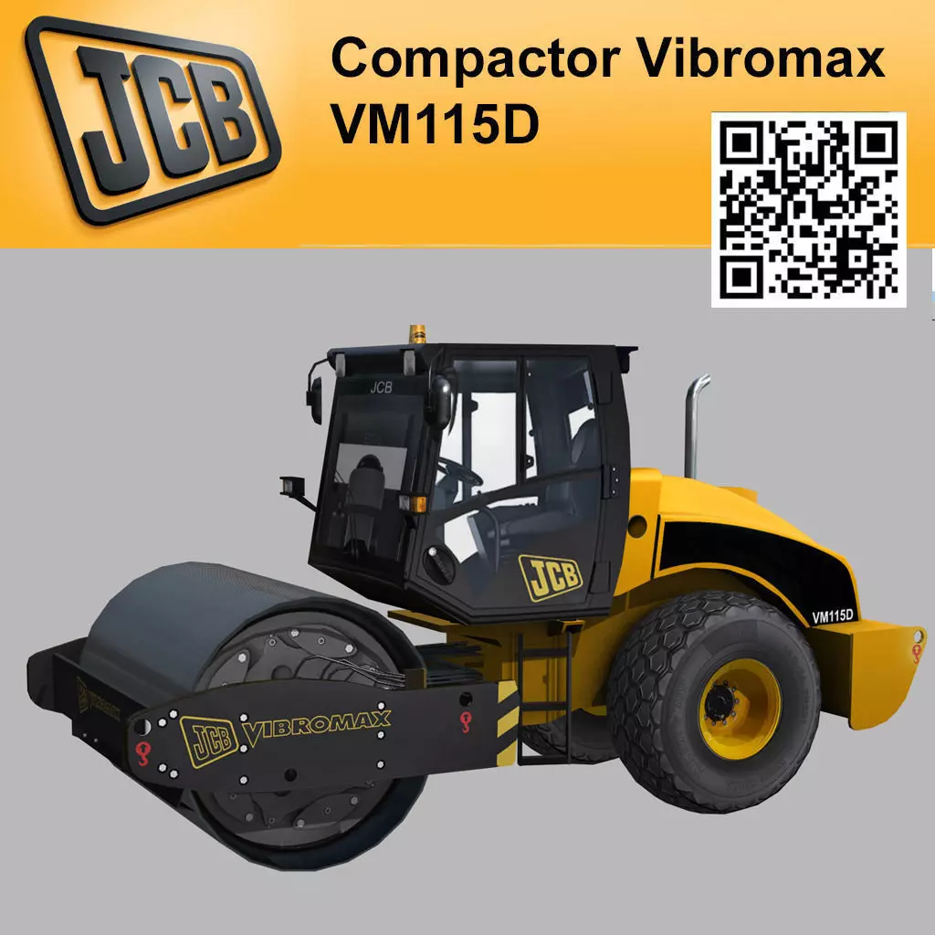 Compactor JCB Vibromax VM115 2012 Low-poly 3D model_0