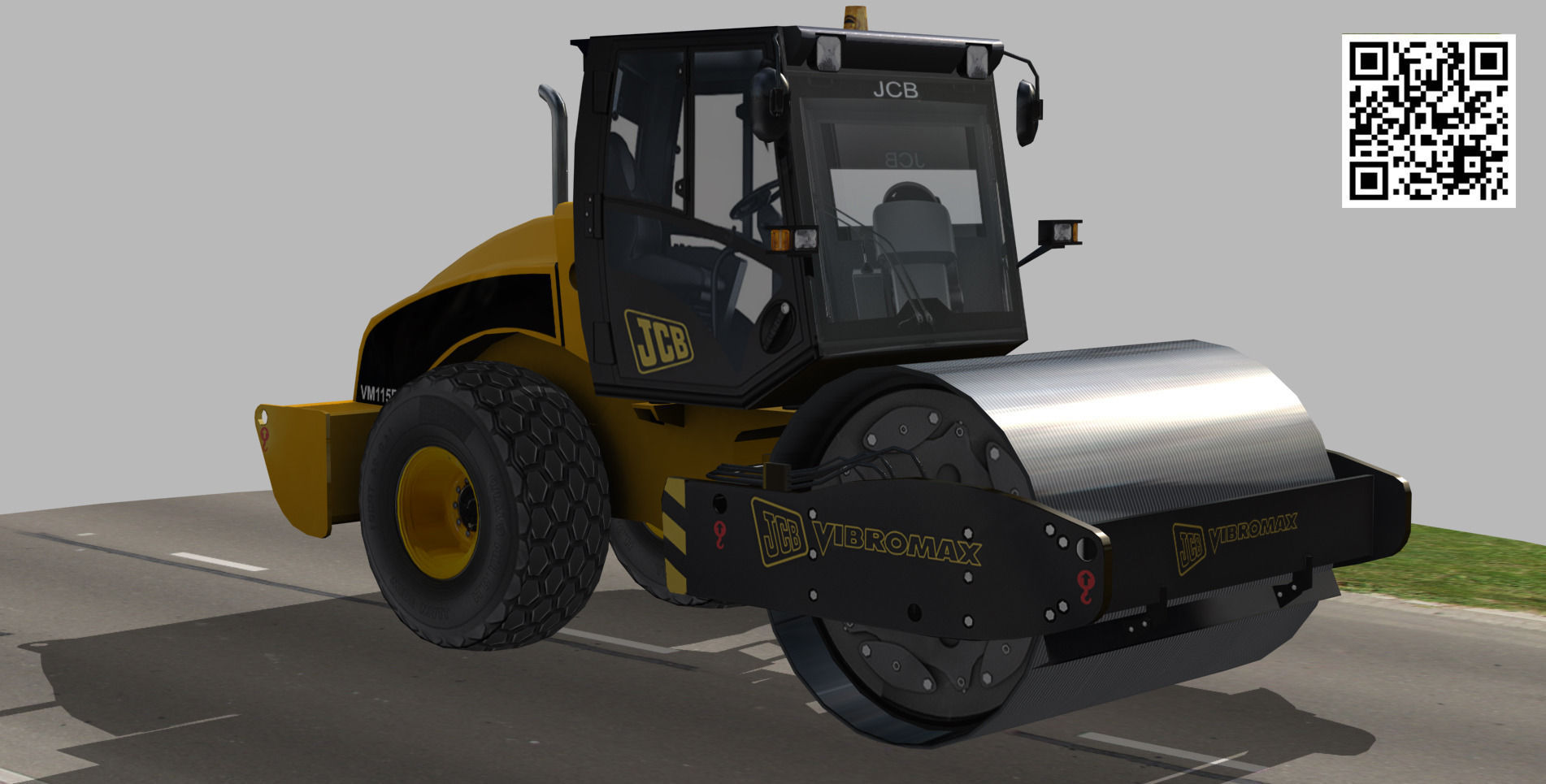 Compactor JCB Vibromax VM115 2012 Low-poly 3D model_4