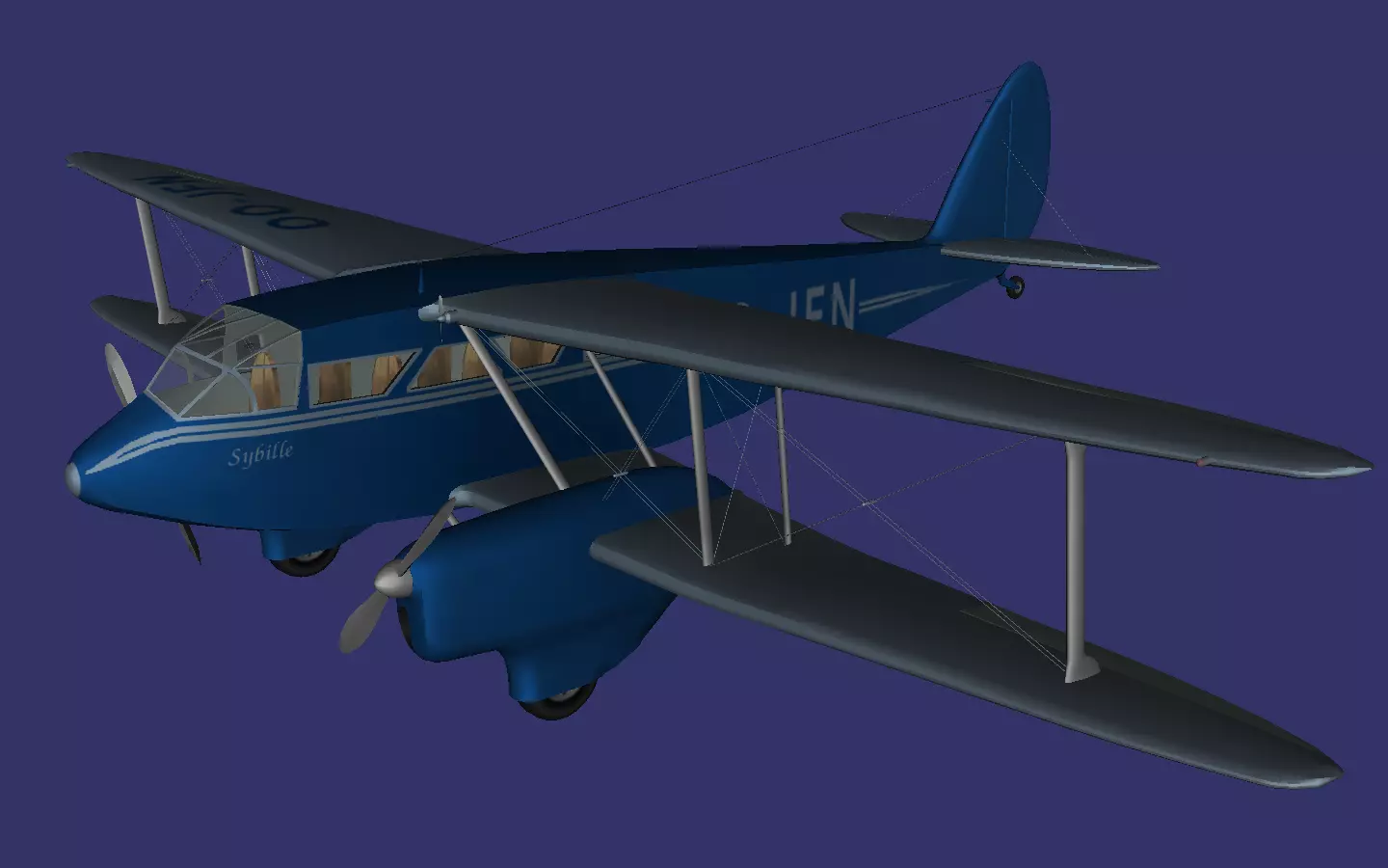 de Havilland DH 89 Dragon Rapide Low-poly 3D model