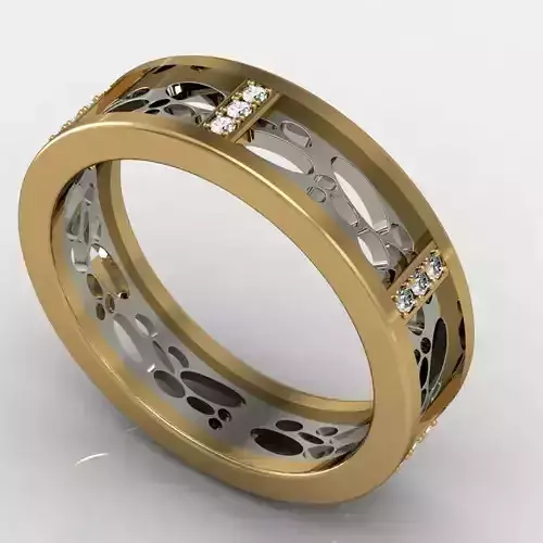 MFS gold wedding band with diamonds