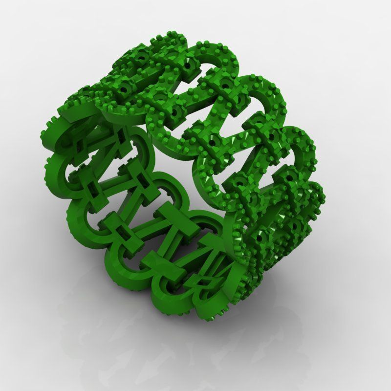 MFS gold ring with diamonds 3D print model_1