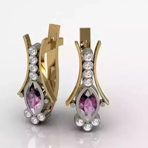 MFS pair of earrings with amethyst and diamonds