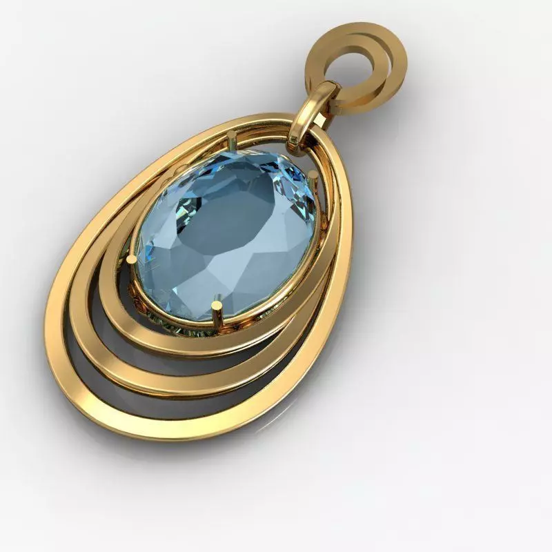 MFS gold pendant with topaz stone 3D print model
