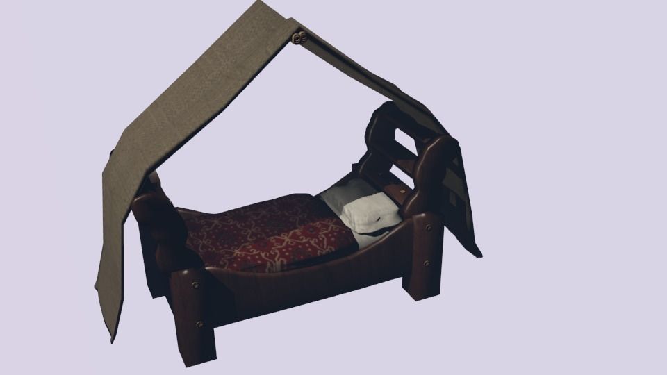 Arabian nights bed Low-poly 3D model_1