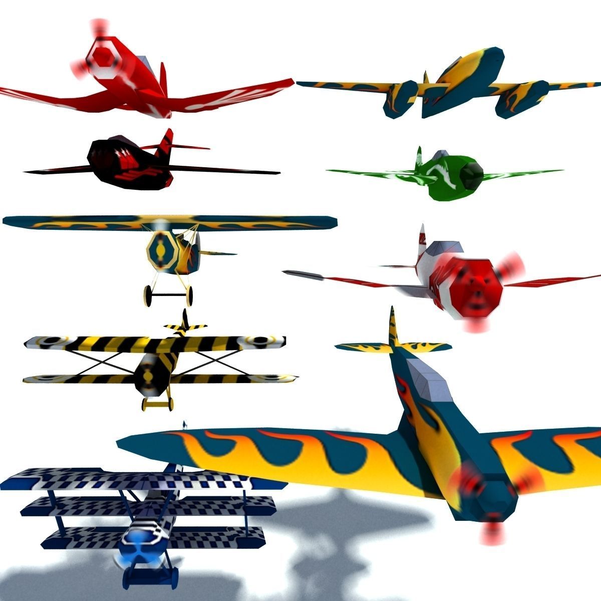 Air Plane Pack 9 Models With LODs Low-poly 3D model_3