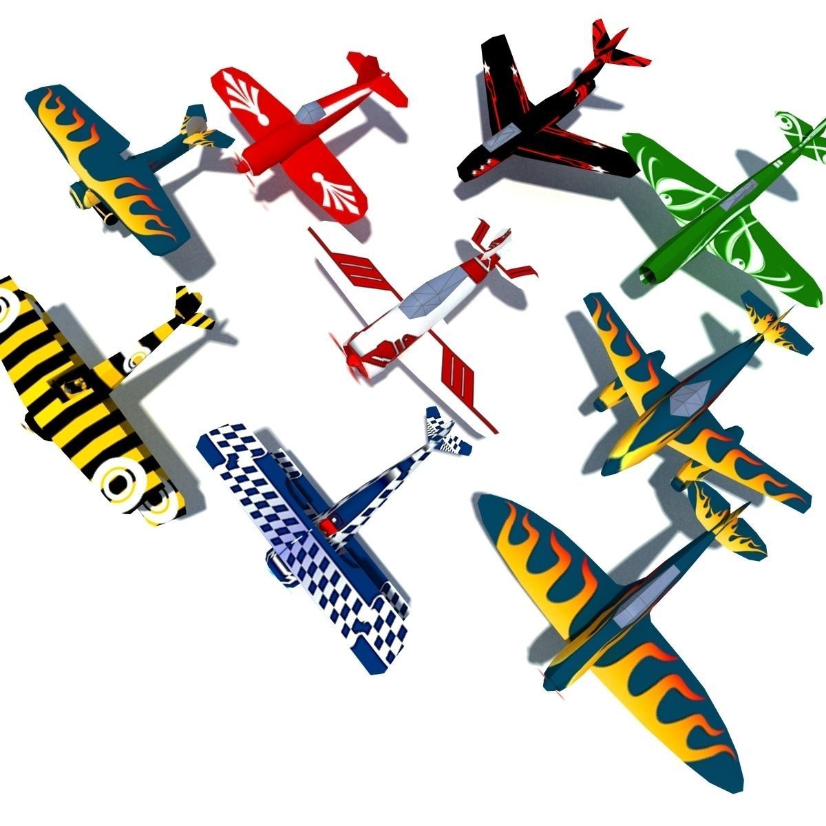 Air Plane Pack 9 Models With LODs Low-poly 3D model_2
