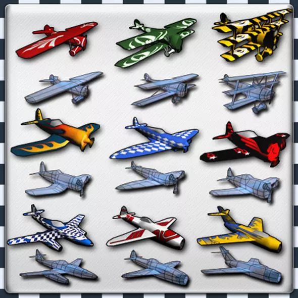 Air Plane Pack 9 Models With LODs Low-poly 3D model_0