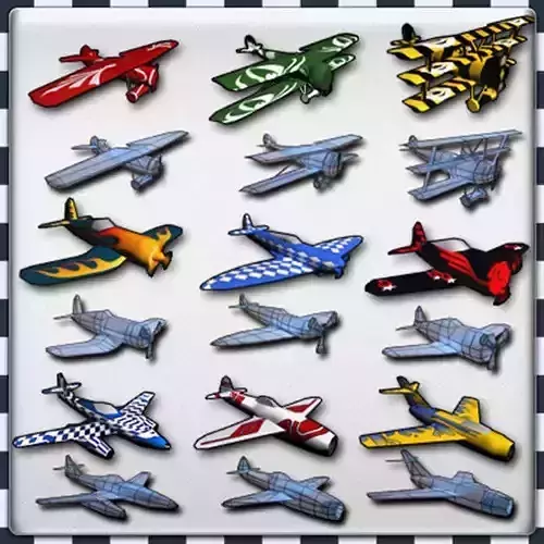  Air Plane Pack 9 Models With LODs Low-poly 3D model