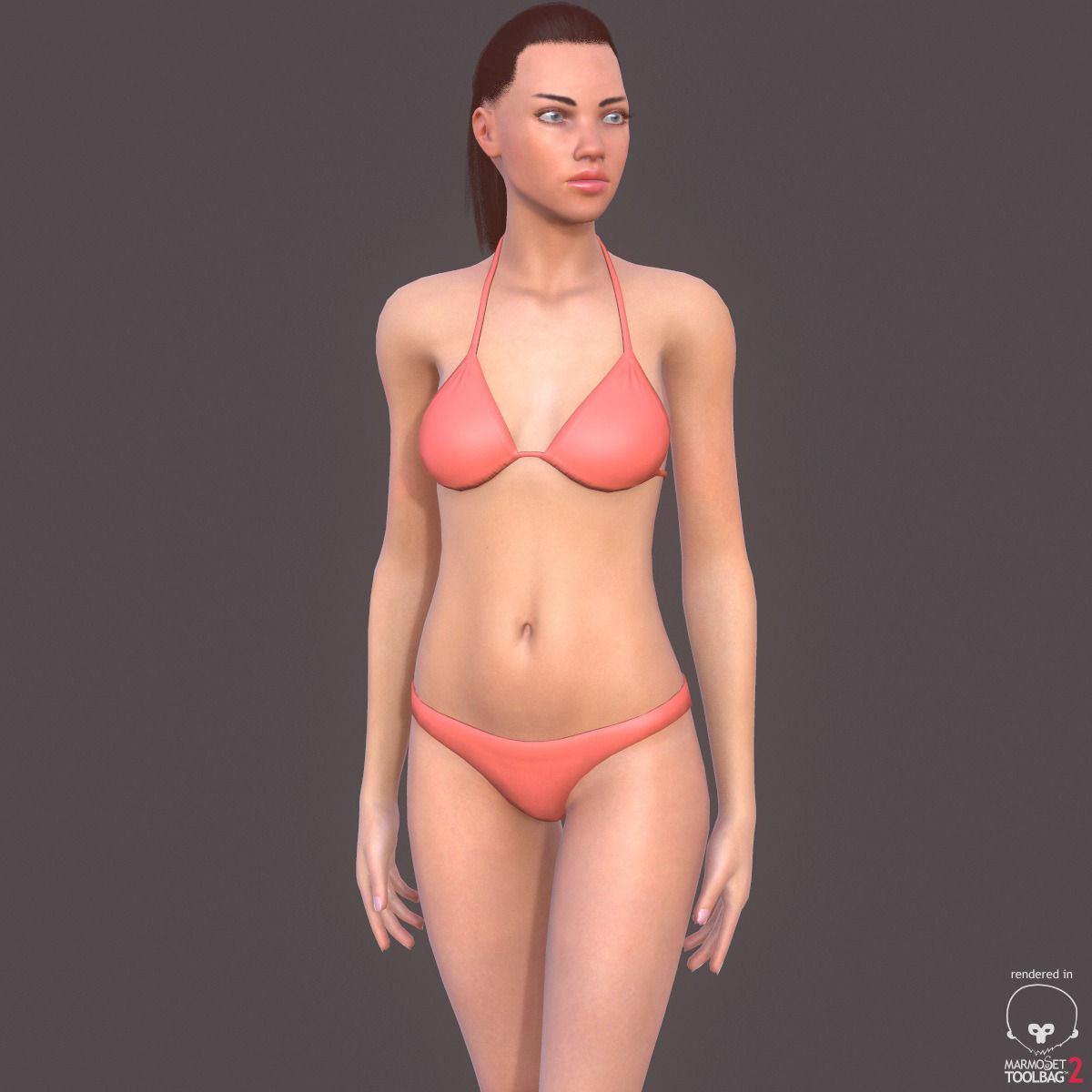AdrianaLowPoly02 woman in bikini Low-poly 3D model_2