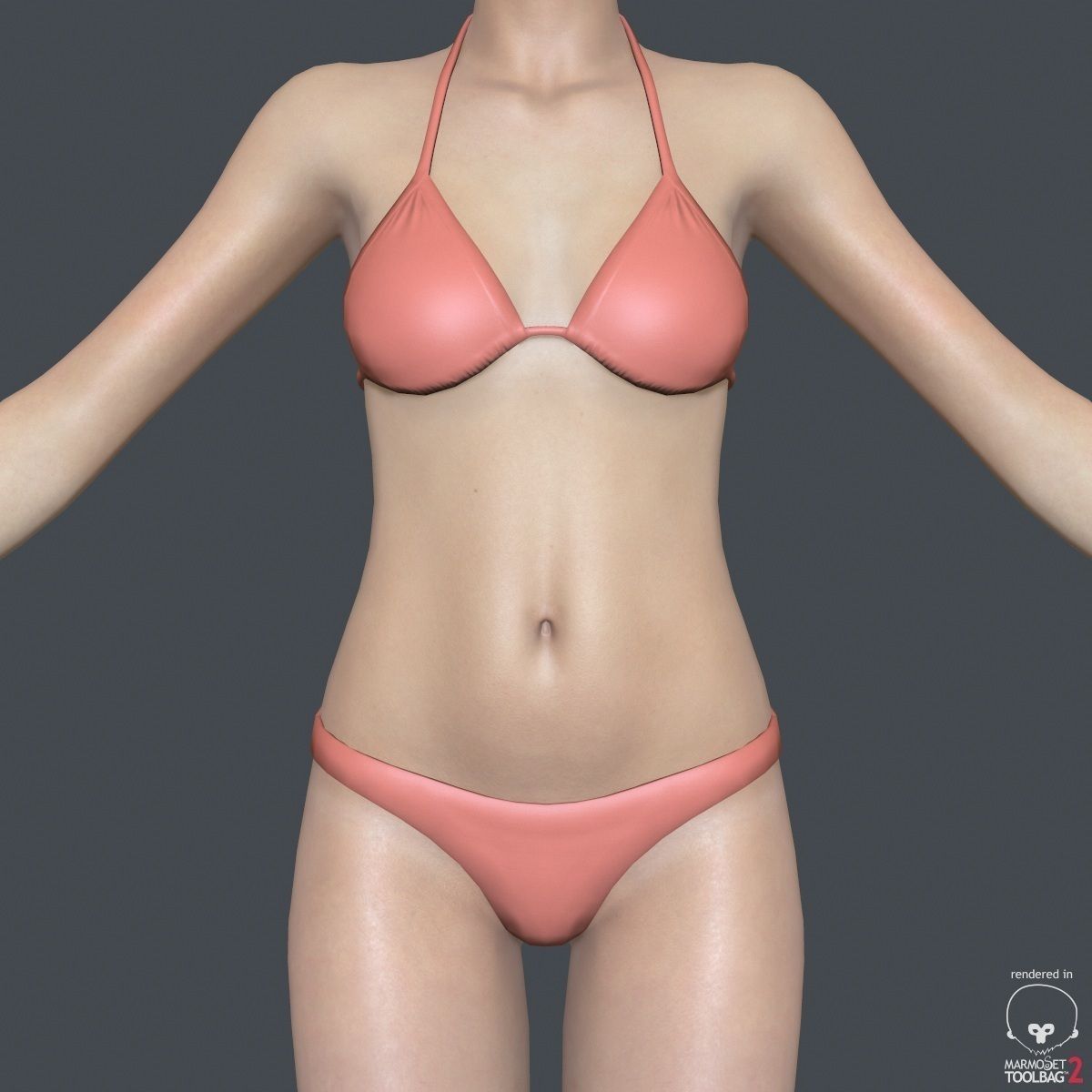 AdrianaLowPoly02 woman in bikini Low-poly 3D model_8