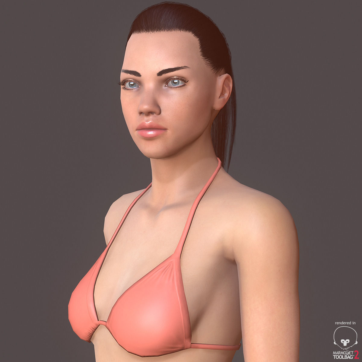 AdrianaLowPoly02 woman in bikini Low-poly 3D model_1