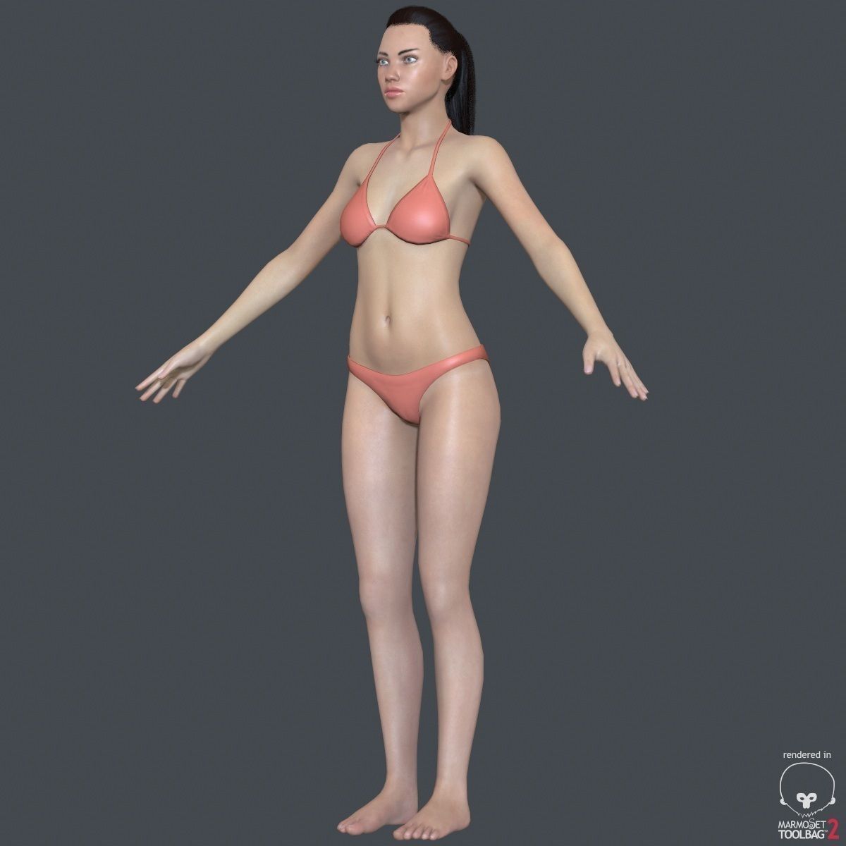 AdrianaLowPoly02 woman in bikini Low-poly 3D model_4