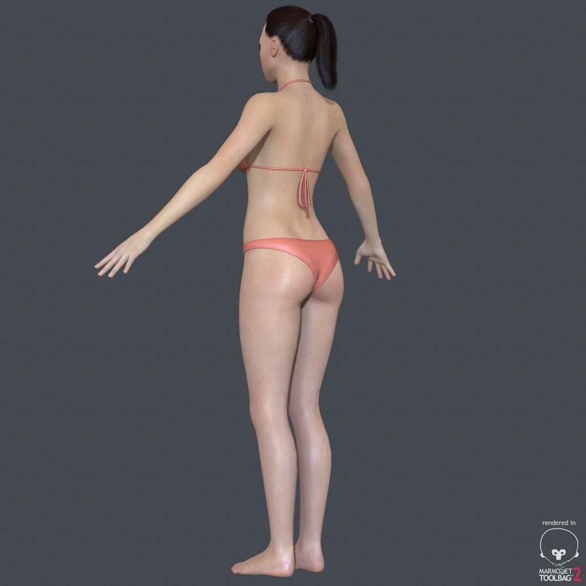 AdrianaLowPoly02 woman in bikini Low-poly 3D model_5