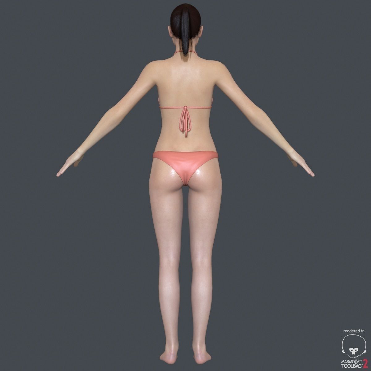 AdrianaLowPoly02 woman in bikini Low-poly 3D model_6