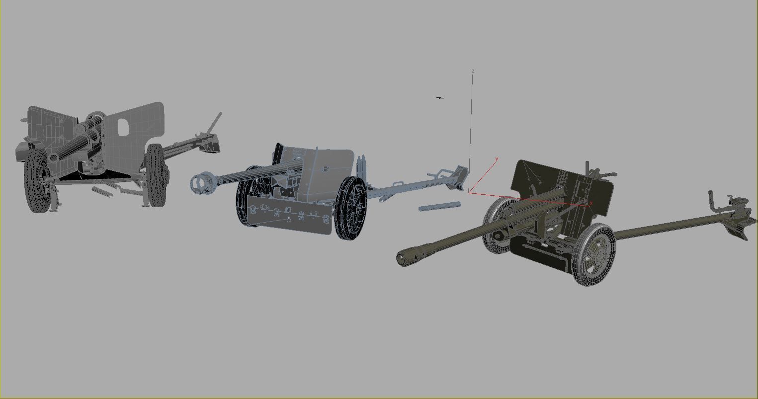 Anti tank guns ww2 3D model_8