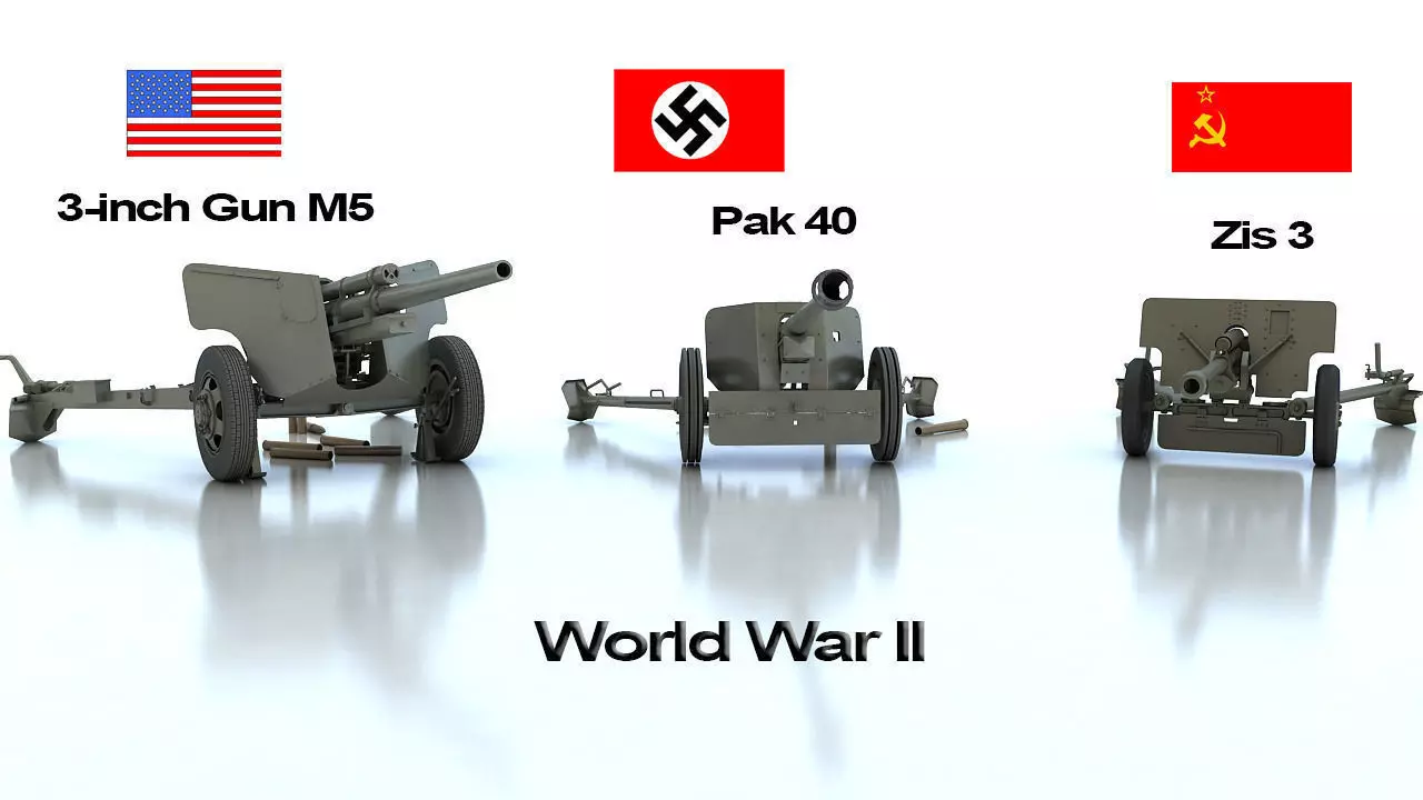 Anti tank guns ww2 3D model_0