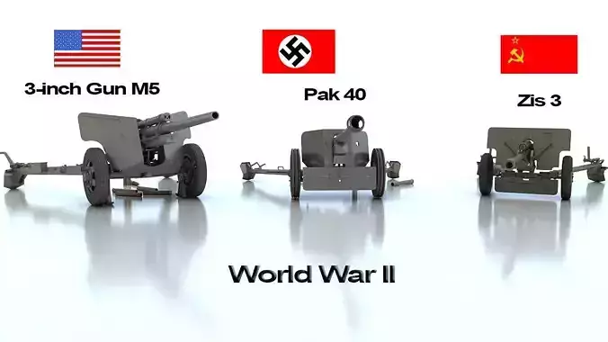 Anti tank guns ww2 3D model