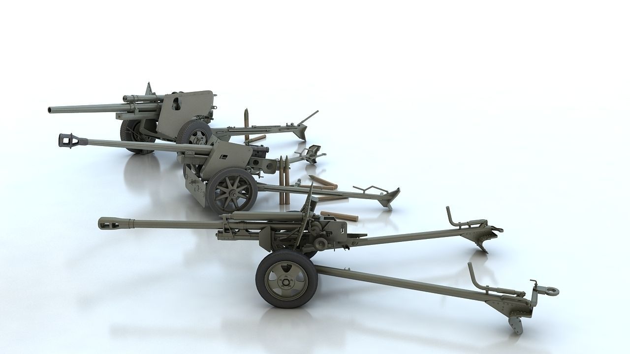 Anti tank guns ww2 3D model_9