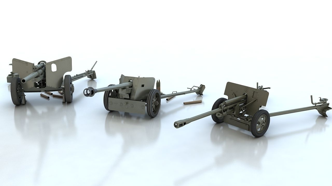 Anti tank guns ww2 3D model_3