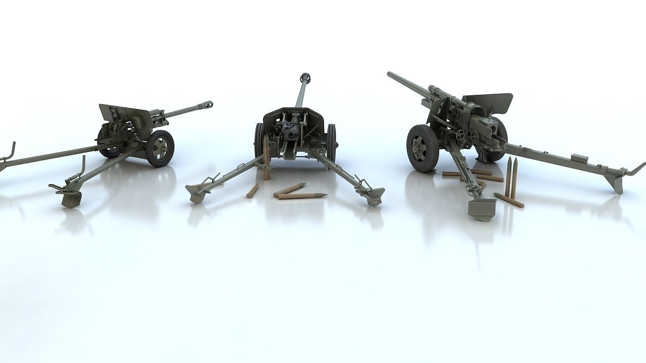 Anti tank guns ww2 3D model_4