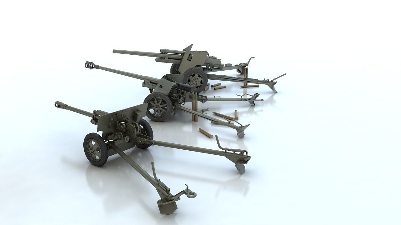 Anti tank guns ww2 3D model_6
