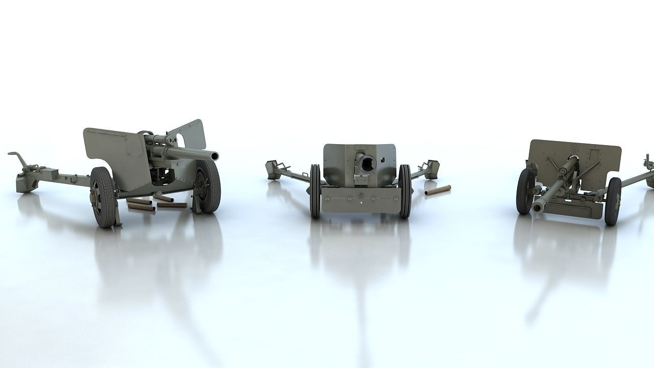 Anti tank guns ww2 3D model_2