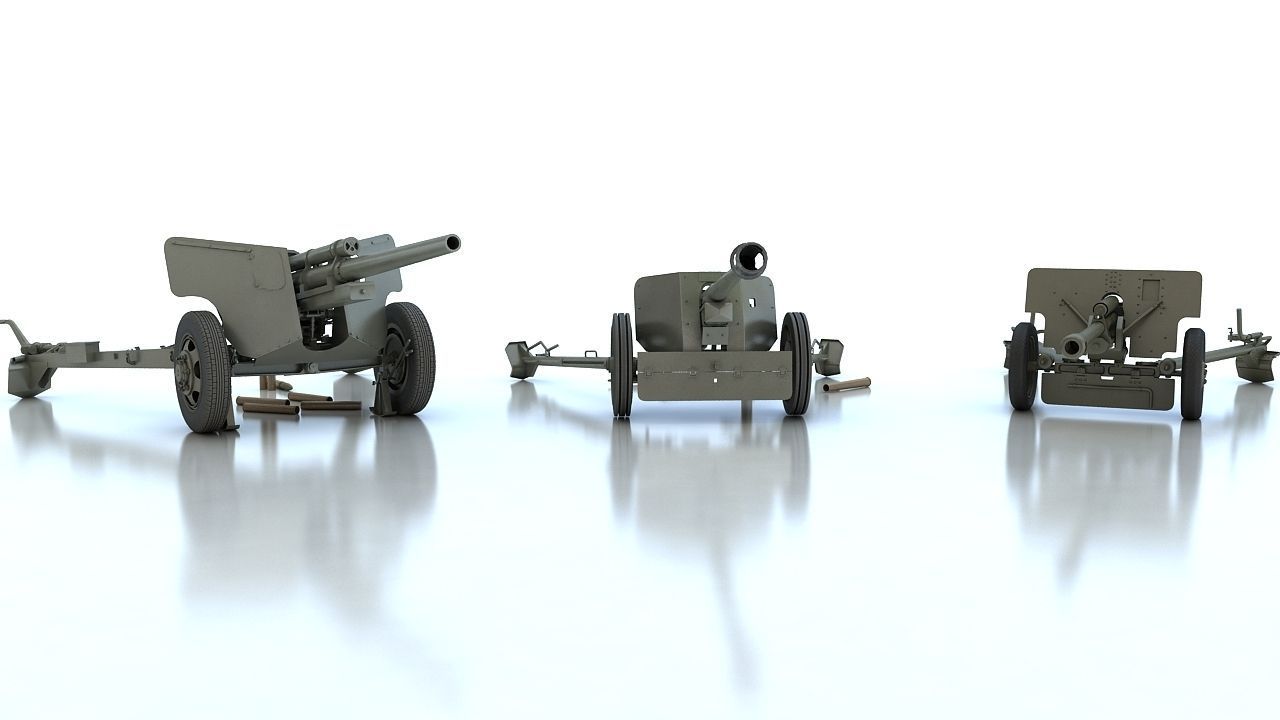 Anti tank guns ww2 3D model_1