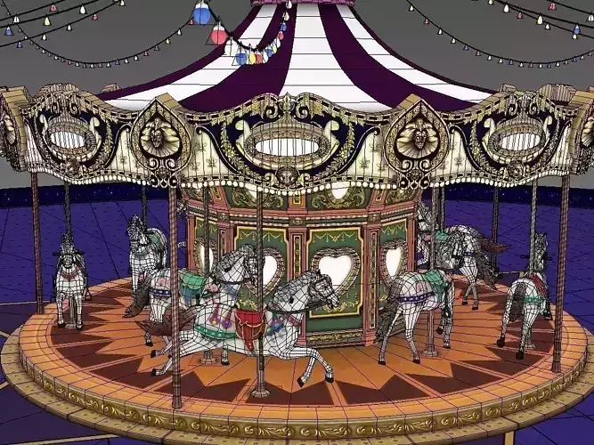 carrousel game model Low-poly 3D model