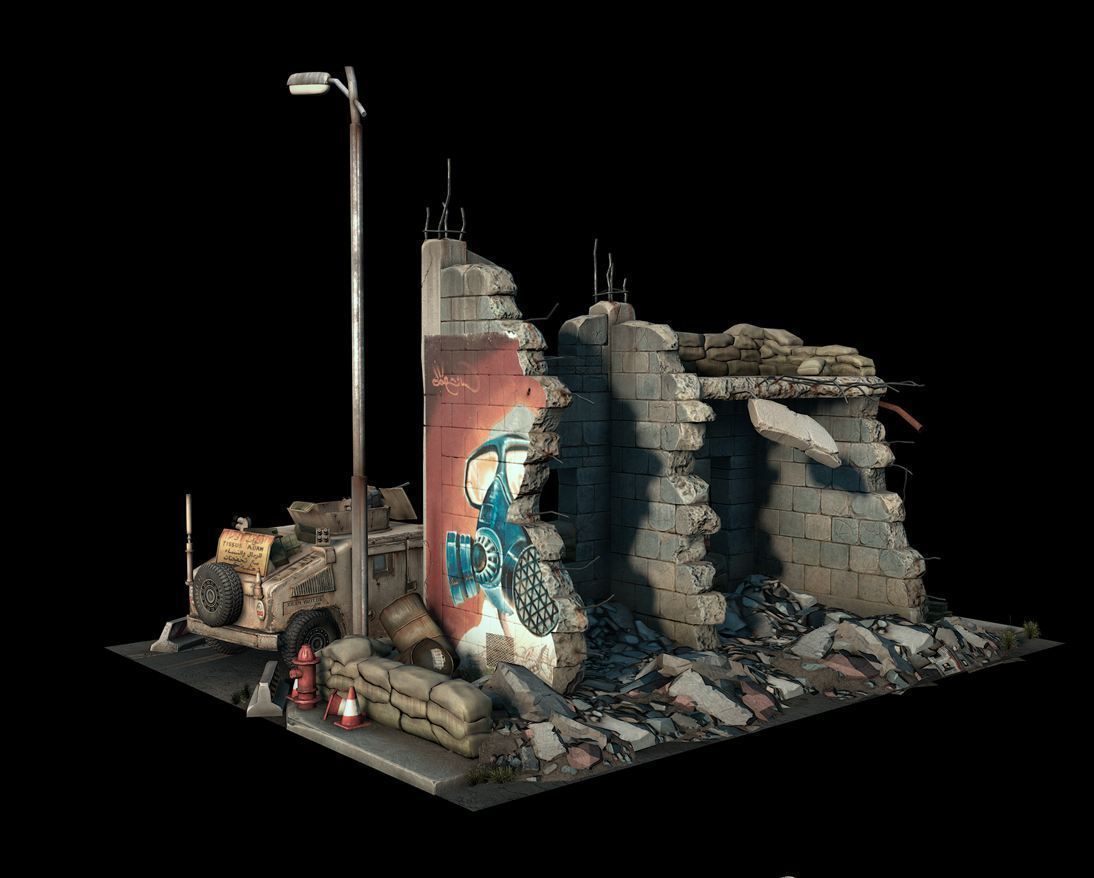 customs barrier 01 Low-poly 3D model_3