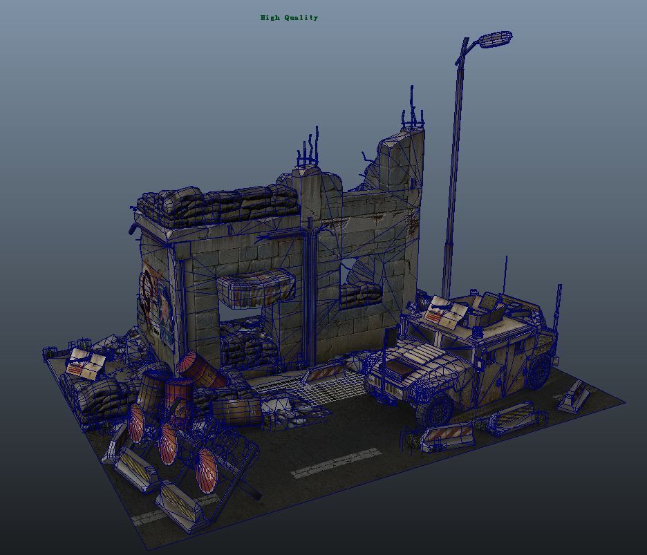 customs barrier 01 Low-poly 3D model_5