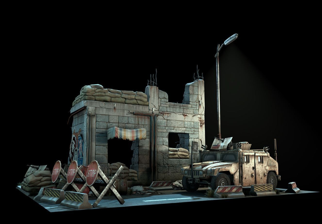 customs barrier 01 Low-poly 3D model_4