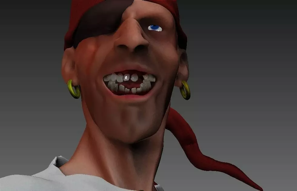 Pirate with bandana 3D model_0