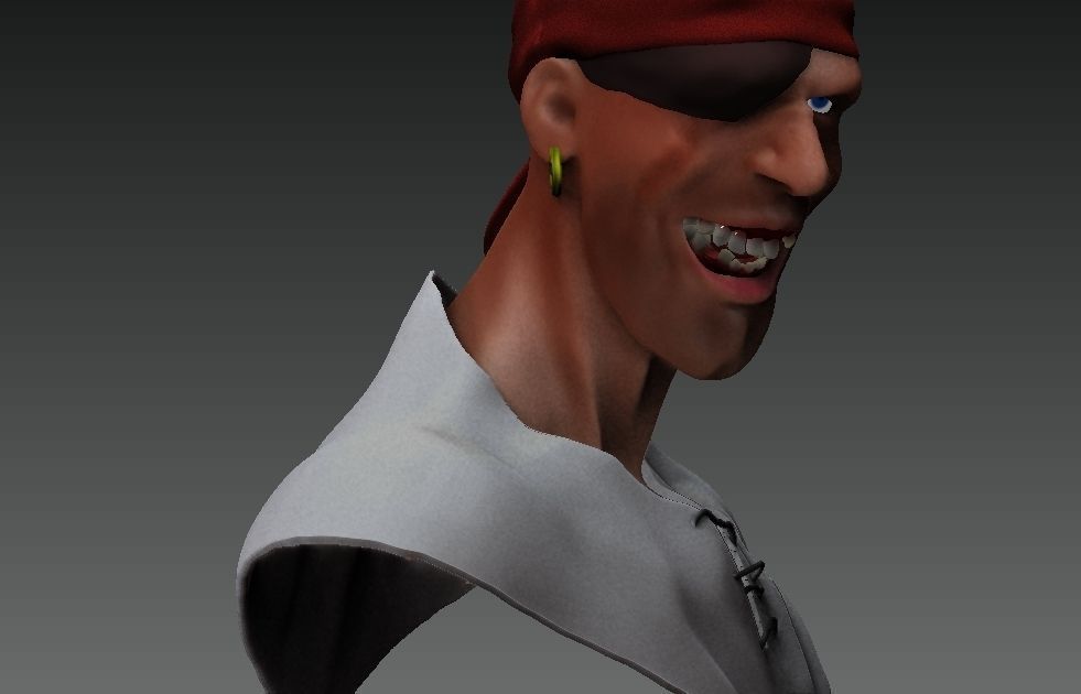 Pirate with bandana 3D model_2