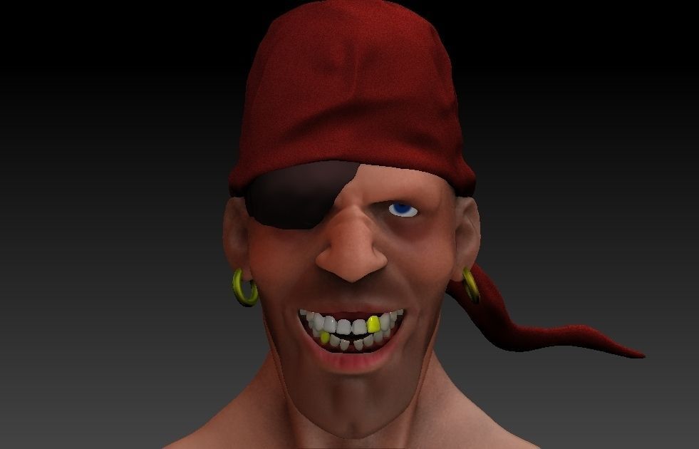 Pirate with bandana 3D model_1