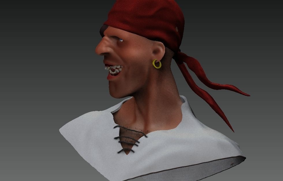 Pirate with bandana 3D model_3